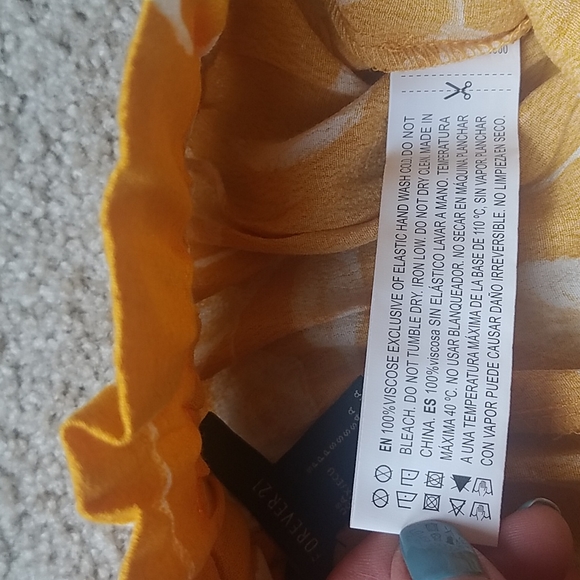 Wide leg pants, High Waist, Forever 21, gold/mustard floral, size Small - Picture 9 of 10